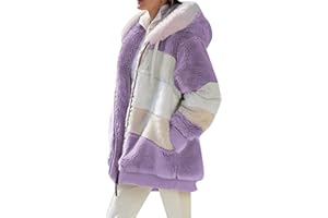 OMZIN Felpa in Peluche da Donna Casual Doppio Strato Soffice Felpa con Cappuccio Tinta Unita Felpa Moda Calda con Cerniera e Tasche