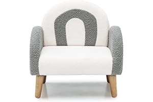 GOPLUS - Sillón infantil, sofá de peluche con respaldo y apoyabrazos acolchado de esponja, sofá ergonómico para niños de 3 a 5 años, para dormitorio, jardín de niños, color gris