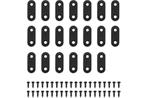 MUCHS LIAO 20PCS Stainless Steel Flat Plate Bracket, Heavy Duty Straight Corner Braces with 40 Screws for Wood Chair Bookshelf Board Window Furniture Fixing, Black