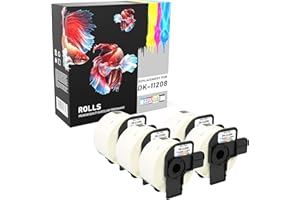 Prestige Cartridge DK-11208 - Cinta para impresoras de etiquetas Brother (38 mm x 90 mm, 5 rollos) color blanco