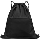 Futuhada Waterproof Sports Drawstring Backpack, Large Capacity Gym Bag with Outer Pocket, Rope Sack for Men and Women, Swimmi