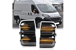 ‎NJSSJD njssjd Dynamische LED-Seitenspiegel-Lichtblinker Kompatibel mit 2006-2023 Peugeot Boxer Fiat Ducato 250 Blinker C-itroen Jumper Relais Bernsteinfarbene Anzeige Seitenflügel-Rückspiegellampe schwarz