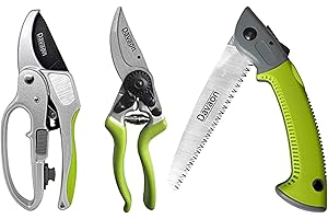 Garden Secateurs Set with Hand Saw - 1 x Bypass Secateurs, 1 x Anvil Secateurs, and 1 x Pruning Saw - All You Need to Trim and Cut with Better Results - Gardening Secateurs/Folding Saw - Davaon Pro