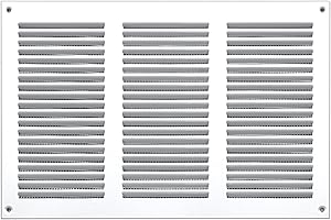 Steinberg14 Grille d'Aération Rectangulaire 300x200mm - Blanc Grille de Ventilation en Métal - Registre d'évacuation d'air Avec Moustiquaire - Couvercle d'évent Interne pour Mur et Plafond