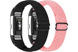 Janpso Bande élastique en Nylon Compatible avec Fitbit Charge 2 uniquement, ceinture de remplacement de sport en Nylon élastique réglable pour hommes et femmes
