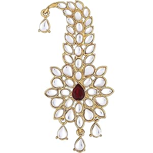 Mahi Red and White Crystals Kalangi Brooch for Groom/Men (KL1001006G)