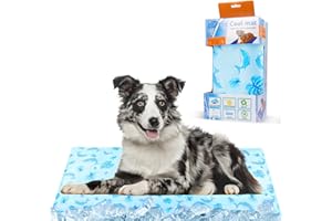 4-PEJIIJAR Tappetino Refrigerante per Cani Gatti 90 x 50 cm Tappetino Auto-raffreddante Gel Non Tossico Materassino Refrigerante per Animali Domestici Giaciglio Rinfrescante in Estate Perfetto per Cucce Divani