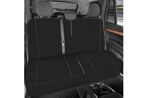 Motor Trend SpillGuard Waterproof Rear Bench Car Seat Cover, Beige Stitching – Split Bench Rear Seat Protector with Neoprene Padding, Back Seat Cover for Kids & Dogs, Car Interior Covers