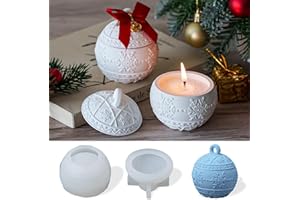 YODOYO Silikonformen Gießformen Weihnachten, Schneeflocke Ball mit Deckel Gießformen Silikon Kerzenbehälter, Süßigkeiten Box, Schmuck Box für Beton, Gips Epoxidharz Formen, DIY Weihnachtsdeko