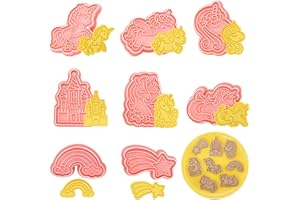 YISKY Formine Biscotti di Unicorno, 8 Pezzi Cookie Cutter Unicorn, Stampi Biscotti Plastica, Stampi 3D Biscotti, Stampi Biscotti Bambini,Tagliabiscotti per Bambini, per Decorare Biscotto Dolci Torta