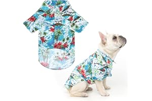 EXPAWLORER Dog Hawaiian Shirt - Stylish Dog Clothes, Breathable Polo T-Shirts with Floral Sea Island Patterns Vacation-Style, Puppy Outfit Shirt for Small Medium Large Breeds Boy & Girl, Lightblue XL