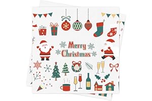 AFYHH Servietten Weihnachten Weihnachts Tischdeko Deko - 40Stück Weihnachten Servietten Merry Christmas Napkins Weihnachts Servietten Xmas Napkins Geburtstag Papierservietten 33x33cm