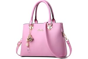 DORRISO Soft PU Leather Handbag for Women — Cute Top Handle Tote with Shoulder Strap, Lightweight Multi-Pocket Bag for Daily Use, Work & Travel, Pink