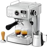 HIBREW H10A - 58mm Espresso Machine, Stainless Steel Body with Milk Frother, Customizable Settings, Smart Display + 20 Bar Pr