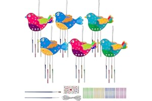 LECHISENOP 6 Pack Bird Wind Chime Kit Bird House Kits For Kids Musical Chime Kits Wind Chime Set For Kids Arts And Crafts Projects Diy Paint Art Activity For Party Decoration Birthday Gifts
