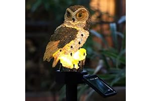 Yowin Ornamento solare da giardino a forma di gufo, regalo di gufo, sculture e statua da giardino, impermeabile, animali solari per esterni, giardino, cortile, balcone, aiuole, decorazioni - marrone