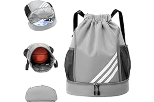 CFHOOAY Sac de Gym pour garçons, Enfants, Femmes, Hommes, Sac de Sport, Sac à Dos de Sport avec Large Cordon de Serrage, Poche en Filet, Compartiment pour balles, Sac de Sport, Sac de Basketball, Sac