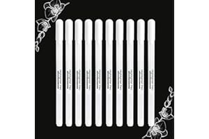 Johiux White Gel Pens, 10 Pieces 0.8mm Fine Point Set for Line Drawing, Students, Artists on Black Paper