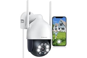 Jennov 2K Telecamera WiFi Esterno, 3MP PTZ Telecamera di Sorveglianza, IP Cam 360 Gradi con Tracciamento automatico, Visione Notturna a Colori, Registrazione 24/7, Audio Bidirezionale