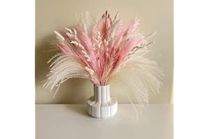 HILEYU Trawa pampasowa, suszone kwiaty, bukiet ładnych sztucznych kwiatów, wiązka z naturalną włócznią, białe ogony królika, suszone kwiaty do ciast, dekoracja, wieniec, rękodzieło, żywica, dom, ślub