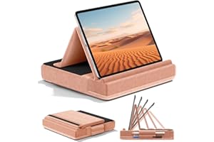 KDD Soporte de Almohada para Tablet Soporte de Almohada Plegable para iPad con ángulo Ajustable Cama y Escritorio Soporte Tablet con Soportes para Lápiz Táctil para iPad Pro 12.9 11 Air Mini