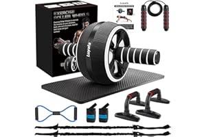 LUYATA Ab Roller Wheel, 10-In-1 Ab Exercise Wheels Kit with Resistance Bands, Knee Mat, Jump Rope, Push-Up Bar - Home Gym Equipment for Men Women Core Strength & Abdominal Exercise