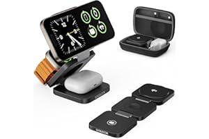LULULOOK Qi2 MagSafe Ladestation Apple Watch und iPhone, 3 in 1 Ladestation mit 15W Schnelles Aufladen, Faltbares Reise Ladegerät für iPhone 16/15/14/13/12, 5W für Apple Watch 10, AirPods (Schwarz)