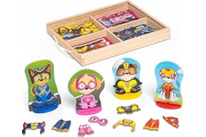 Melissa & Doug - Paw Patrol - Chiots Magnétiques Pat Patrouille 64 Pièces avec Chase - Jouet en Bois - Activité Manuelle Enfant - Loisir Créatif - Jouet Pat Patrouille - Cadeau Enfant 3 Ans Et +