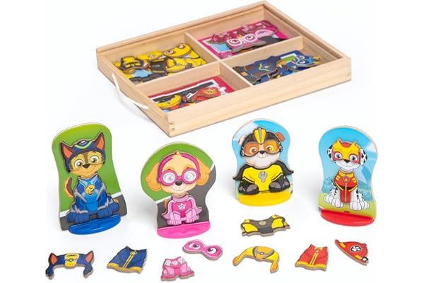 Melissa & Doug - Paw Patrol - Chiots Magnétiques Pat Patrouille 64 Pièces avec Chase - Jouet en Bois - Activité Manuelle Enfant - Loisir Créatif - Jouet Pat Patrouille - Cadeau Enfant 3 Ans Et +
