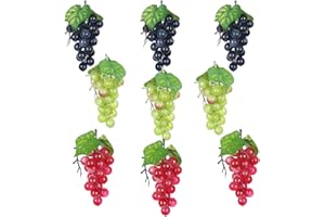 XINLIE Grapes Decorative Artificial Fruit Decoration Fruit Lifelike Artificial Grapes, Photo Fruits Decorative Plastic Grapes Wine Grapes Artificial Fruit Plastic Fruit Vegetable Decoration 9 Pieces