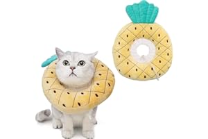 crazy bean Collare Protettivo Collare Protettivo del Gatto Dopo l'intervento Chirurgico Collare Elisabettiano Morbido e Regolabile(Ananas,M)