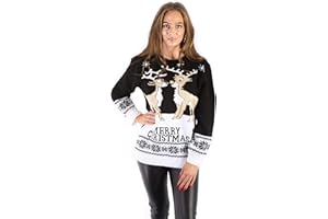 trending babz Women Ladies Merry Christmas Cardigan Knitted Jumper Dress Ladies Xmas Winter Love Reindeer Jumpers 8-18