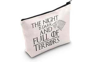 LEVLO Bolsa de maquillaje de tronos para juegos de tronos, regalo para fanáticos del juego, The Nnight Is Dark And Full Terrors Tronos, bolsa de maquillaje con cremallera para amigos y familiares, La