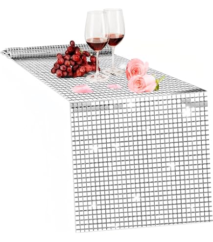Silberner Glitzer-Tischläufer – 30x275 Cm, Disco-Party-Design, Aus Pailletten & Polyester, Vielseitig Einsetzbar
