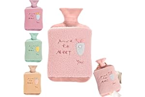 MAY HUANG Borsa Acqua Calda, 2L Borsa dell'Acqua Calda, Grande Boule Acqua Calda con Copertura Morbida in Peluche, Hot Water Bag, per Alleviare Il Dolore, Schiena, Collo E Spalle E Calde Notti (rosa)