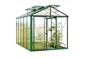 GFP Gewächshaus Diamas 22 Premium 235x311 cm mit integriertem Fundament 16 mm Doppelstegplatten, Farbe Moosgrün - Made in Austria