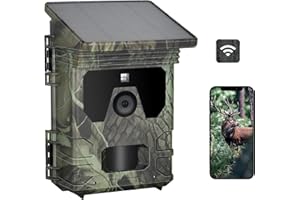 FunKind Solar Wildkamera WLAN Bluetooth 36MP 4K mit Handyübertragung APP, Wildtierkamera mit Nachtsicht Bewegungsmelder 120° Erfassungs Winkel IP65 Wasserdicht, Jagdkamera mit 32 GB SD