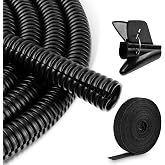 Flexible Corrugated Tube for Electrical Cables with Cable Organizer, Pet Protection, Ideal for Home, Office and Garden