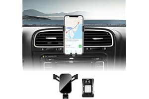 KUNGKIC Supporto per telefono auto regolabile per auto compatibile con VW Volkswagen 2009-2013 Golf 6 GTI MK6 accessori interni rotazione a 360° lega di zinco ABS (nero)