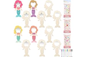 ARONRAVE Meerjungfrau Basteln，12 Stück DIY Holzspiegel Handwerk für Kinder Meerjungfrau Spiegel Holzspiegel Mini Holz Prinzessin Spiege Holzspiegel zum Basteln Kindergeburtstag