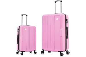 FLYMAX Large Suitcase + Cabin Suitcase Set 2pcs Luggage Set Hard Shell Luggage 4 Wheel Lightweight Luggage with 3 Digit Combination Lock Travel Case Check in