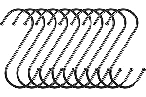 Anzhee S Hooks for Hanging, 10Pack Heavy Duty Metal S Shaped Hooks, Stainless Steel Hangers Kitchen Hooks for Utensils Black