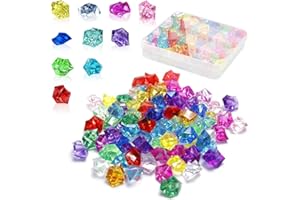 Dreamil Diamanten Kinder,100 Stück Farbe Edelsteine für Kinder,Harz Kristallsteine,Deko Kristallsteine,für Hochzeit Party Vasenfülle Tischdeko Kunsthandwerke Deko(mit 1 Stück Aufbewahrungsbox)