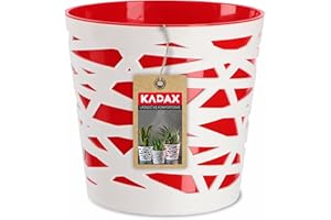 KADAX Maceta, macetero, maceta redonda de plástico, maceta para flores, plantas, balcón, maceta para interiores, maceta ligera, maceta moderna (19 cm, rojo)