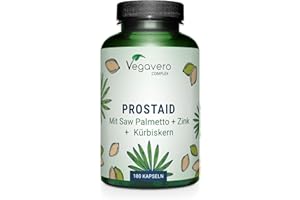 ‎VEGAVERO Prostata Komplex Vegavero | 800 mg Kürbiskernextrakt |180 Kapseln Hochdosiert | Mit Sägepalmenextrakt, Kürbiskernen, Brennnessel & Mehr | Vegan & Ohne Zusätze