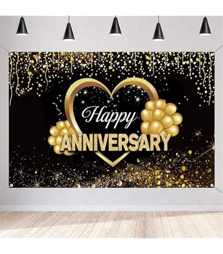 Bliceon Striscione in oro rosa con scritta Happy Anniversary
