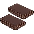 DAHSHA 2 Pack Pocket Sized Stitched PU Leather Credit Card Holder Visiting Business Card Case Wallet for Men & Women (10 x 6 x 1.6 cm, Coffee Brown)