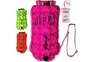 DIPPY DIVAS AND DUDES DIPPY Tow Floats for Open Water Swimming | 28L Swim Buoy Open Water Swimming Float | Waterproof Swimming Buoy | Tow Float Dry Bag | Wild Swimming Float | Wild Swimming Accessories Triathlete, Swimmer