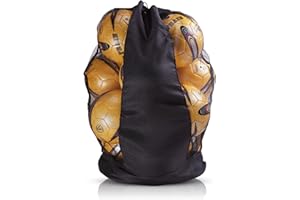 SacJkt Ballnetz, Ballsack, große Netz-Balltasche mit Kordelzug und Werstellbaren Schultergurten, wasserdichte Aufbewahrungstasche für Fußball, Basketball, Volleyball（S-L）