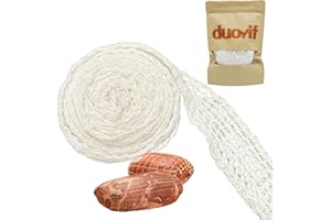 duoyif Red para Carne Malla Carne Elástica 2M Malla para Asar Carne Mallas para Rollos De Carne Red Cocina De Algodón Blanca Elástica Red De Carne para Almacenar Colgar Freír Cocinar Carne (2m)